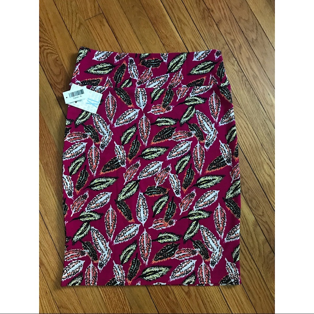 NWT LuLaRoe Pink/White/Green Cassie Skirt, size XL